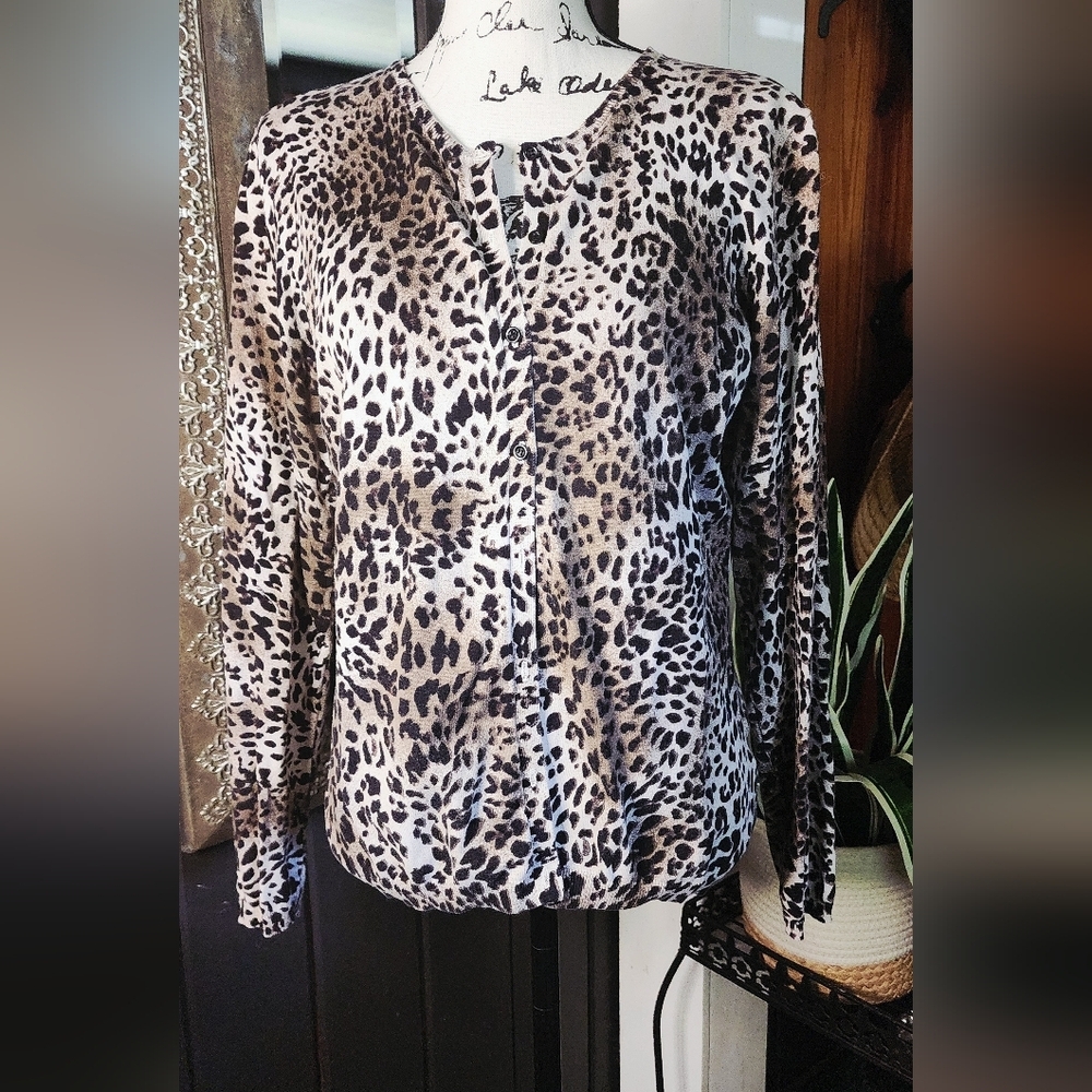 August Silk Animal Print Cardigan